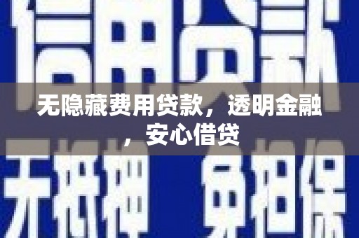 正阳无隐藏费用贷款，透明金融，安心借贷